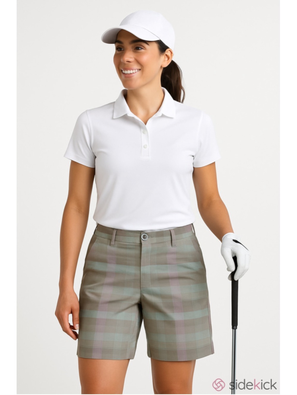 Women's Nike Golf Plaid Bermuda Shorts Size 8 Brown Pink